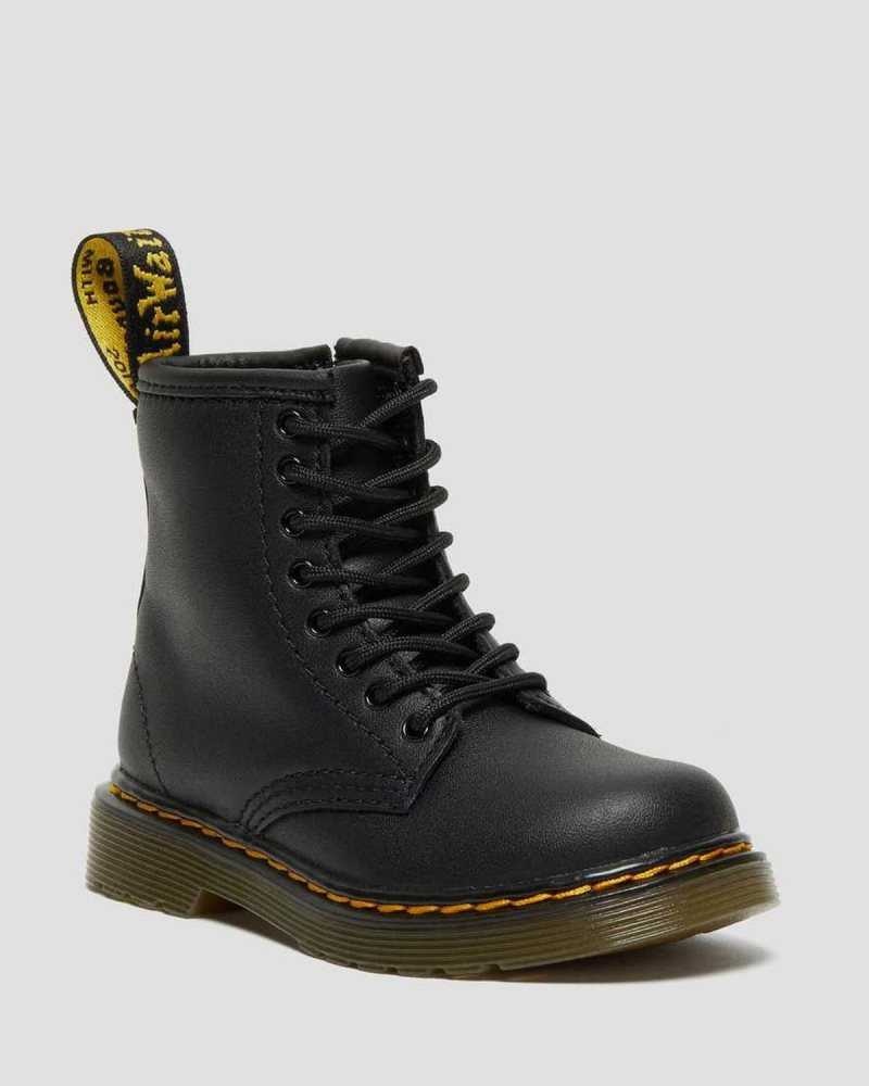 Dr Martens Toddler 1460 Softy T Leather Lace Up Boots Black | 50OEZHAXN