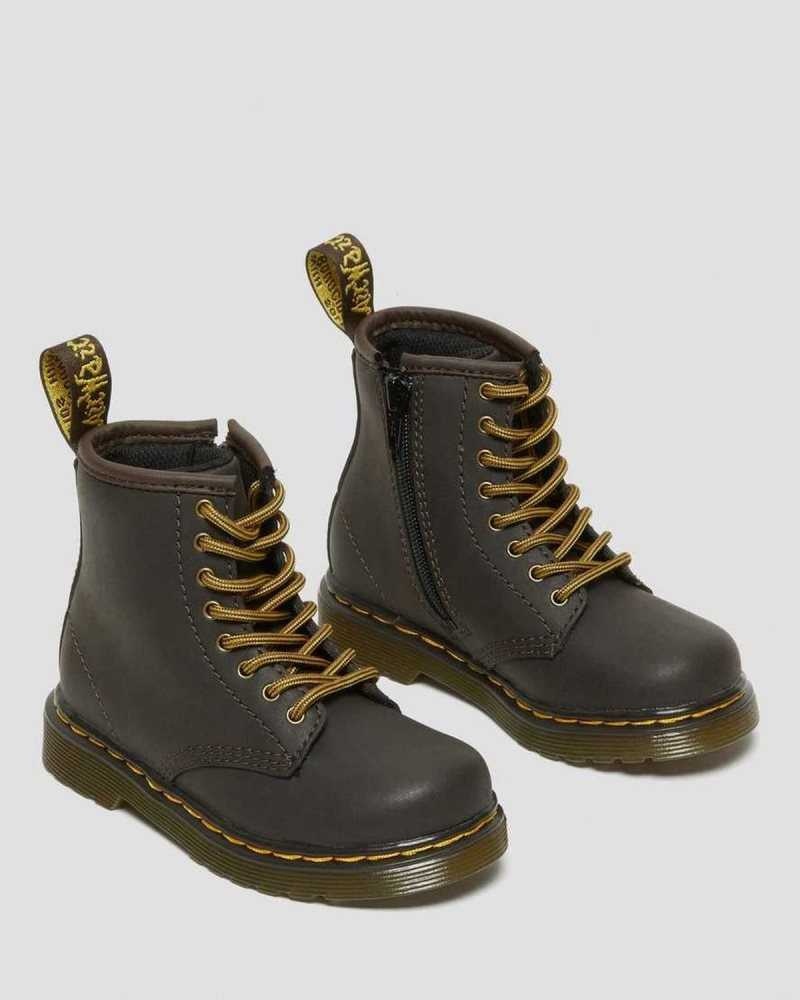 Dr Martens Toddler 1460 Wildhorse Leather Lace Up Boots Dark Brown | 71VLMEDOI