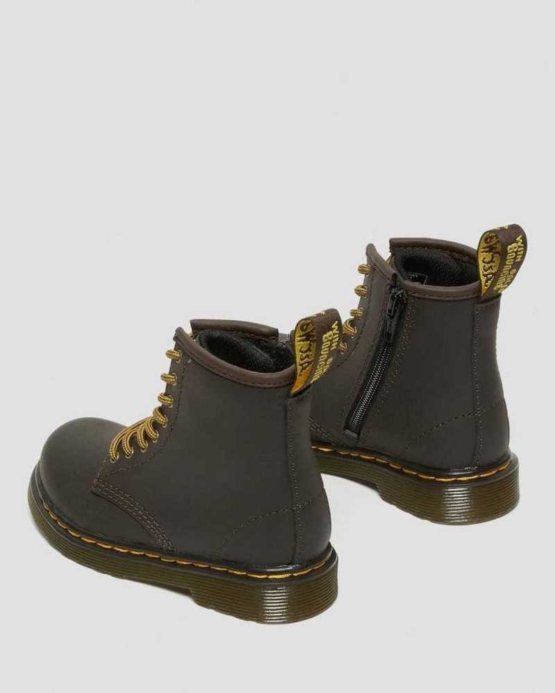 Dr Martens Toddler 1460 Wildhorse Leather Lace Up Boots Dark Brown | 71VLMEDOI