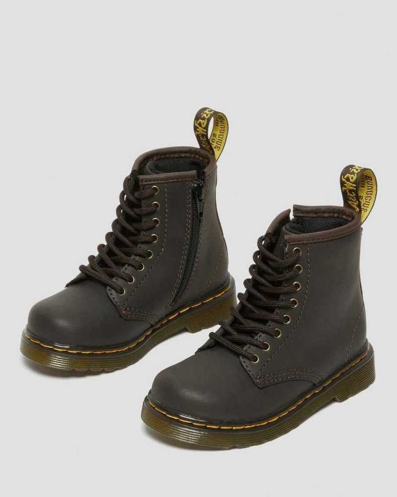 Dr Martens Toddler 1460 Wildhorse Leather Lace Up Boots Dark Brown | 71VLMEDOI