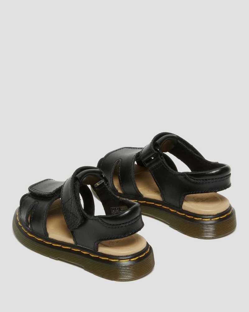 Dr Martens Toddler Moby II Leather Velcro Sandals Black | 69OYIXBQG