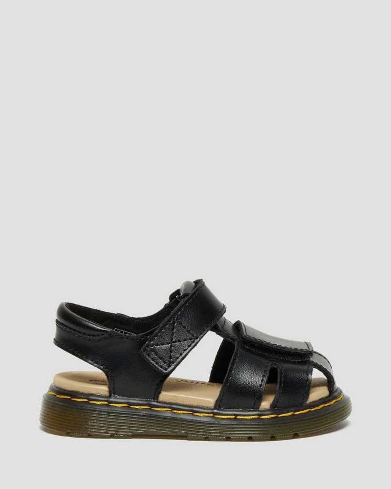 Dr Martens Toddler Moby II Leather Velcro Sandals Black | 69OYIXBQG