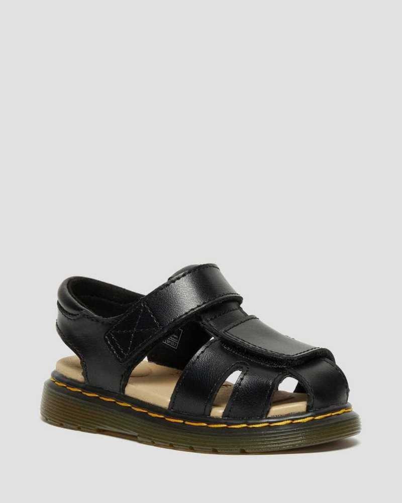 Dr Martens Toddler Moby II Leather Velcro Sandals Black | 69OYIXBQG