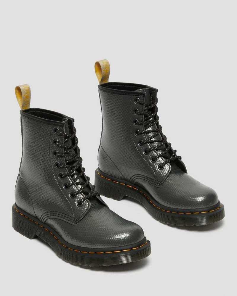 Dr Martens Vegan 1460 Metallic Emboss Lace Up Boots Grey | 50UJOEPFA