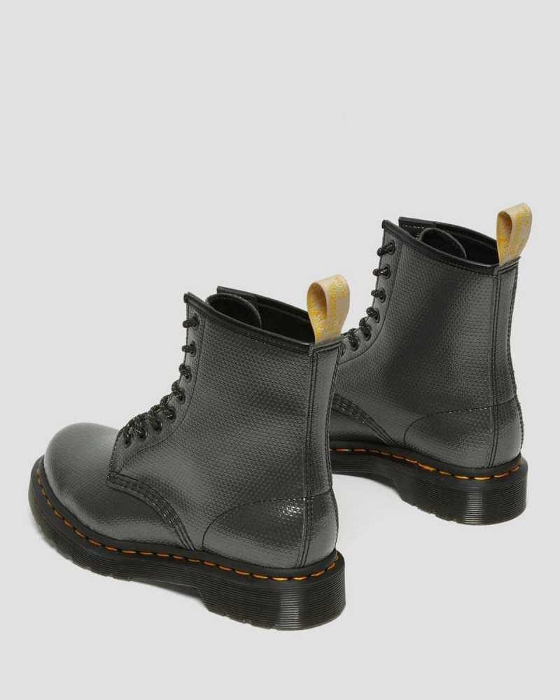 Dr Martens Vegan 1460 Metallic Emboss Lace Up Boots Grey | 50UJOEPFA