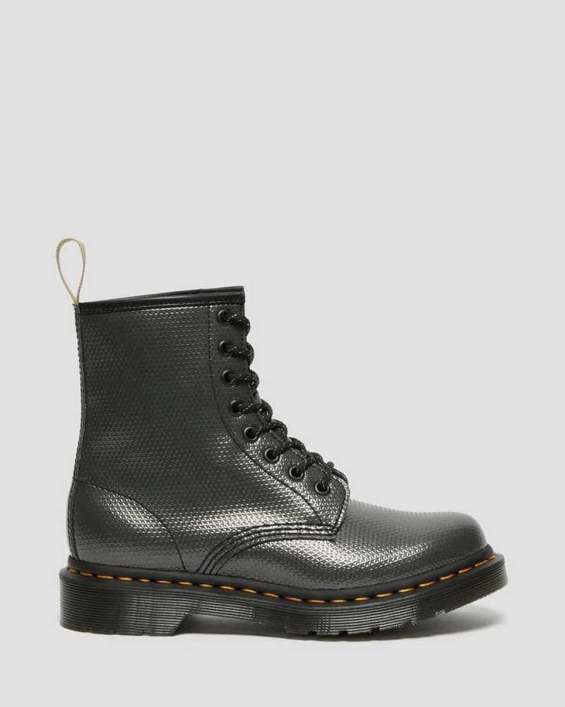 Dr Martens Vegan 1460 Metallic Emboss Lace Up Boots Grey | 50UJOEPFA