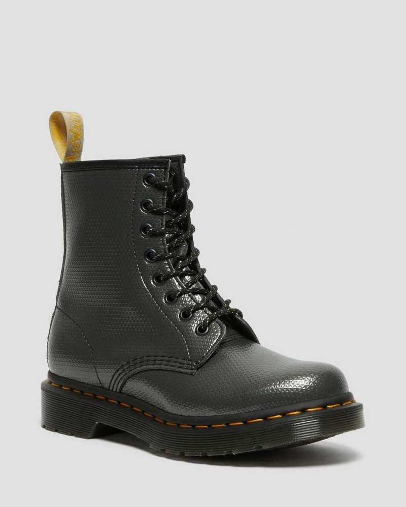 Dr Martens Vegan 1460 Metallic Emboss Lace Up Boots Grey | 50UJOEPFA