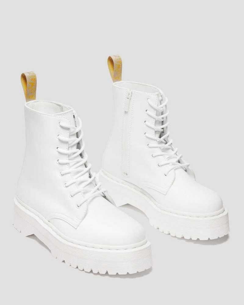 Dr Martens Vegan Jadon II Kemble Mono Platform Boots White | 18YLBJXFH