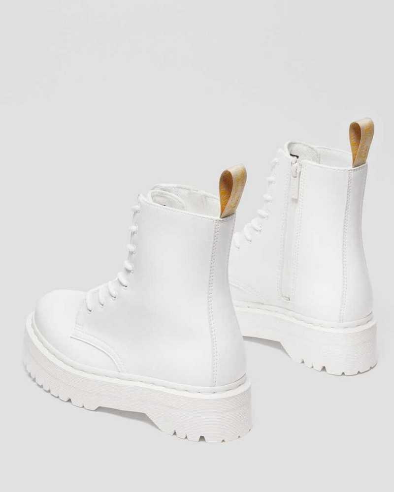 Dr Martens Vegan Jadon II Kemble Mono Platform Boots White | 18YLBJXFH