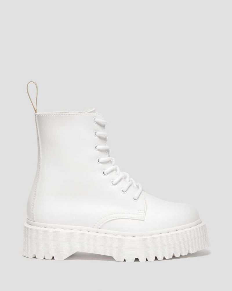 Dr Martens Vegan Jadon II Kemble Mono Platform Boots White | 46IQVSWJE