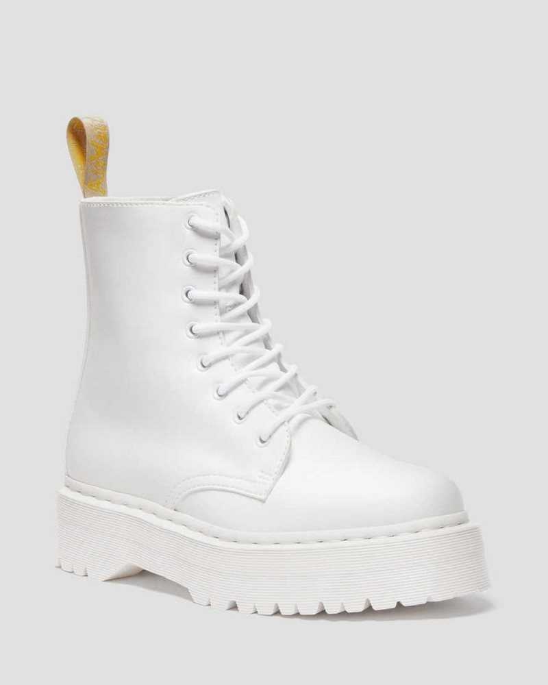 Dr Martens Vegan Jadon II Kemble Mono Platform Boots White | 46IQVSWJE