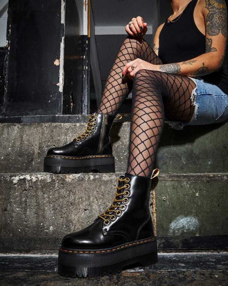 Dr Martens Vegan Jadon Max Platform Boots Black | 15BFZWQCY