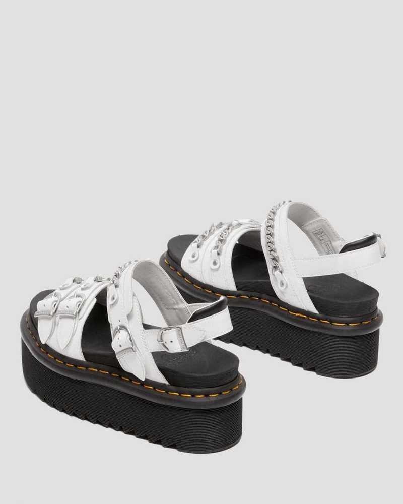 Dr Martens Voss II Chain Patent Leather Platform Sandals White | 08MUZOCGR