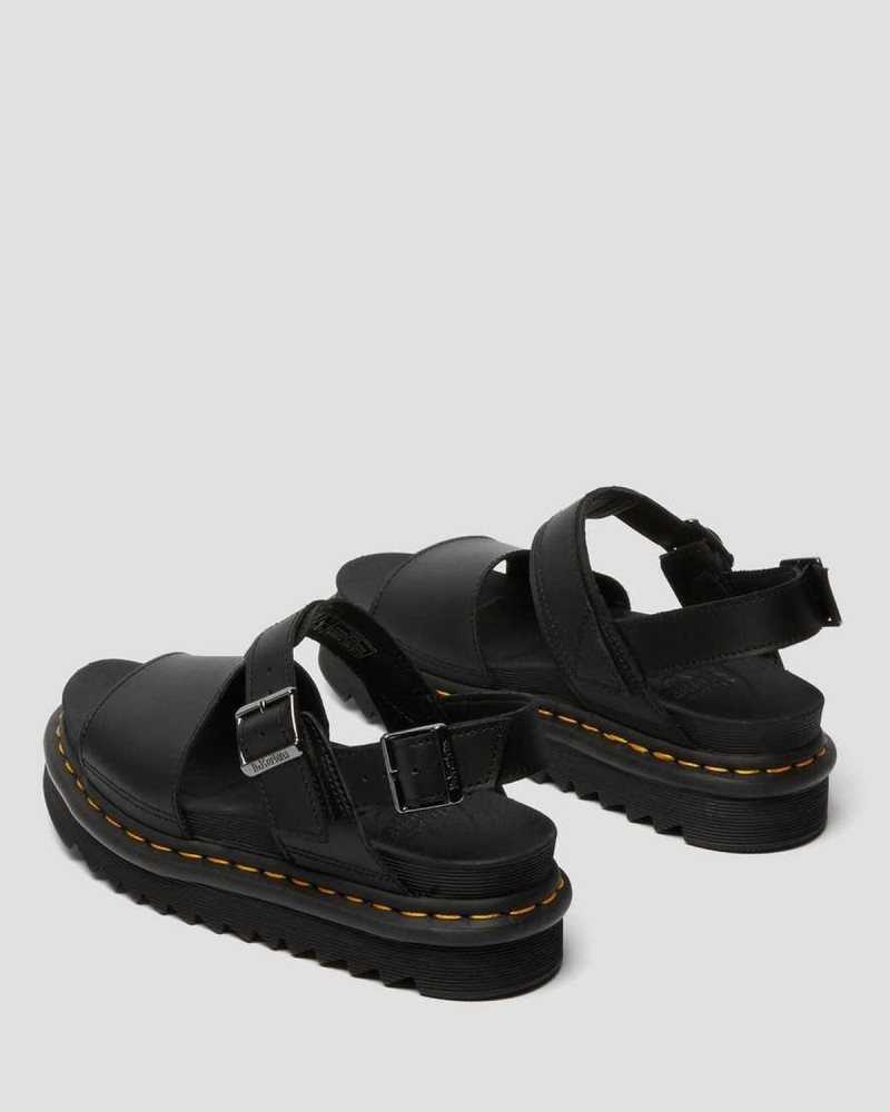 Dr Martens Voss Leather Strap Sandals Black / Black | 17JDKFSPY