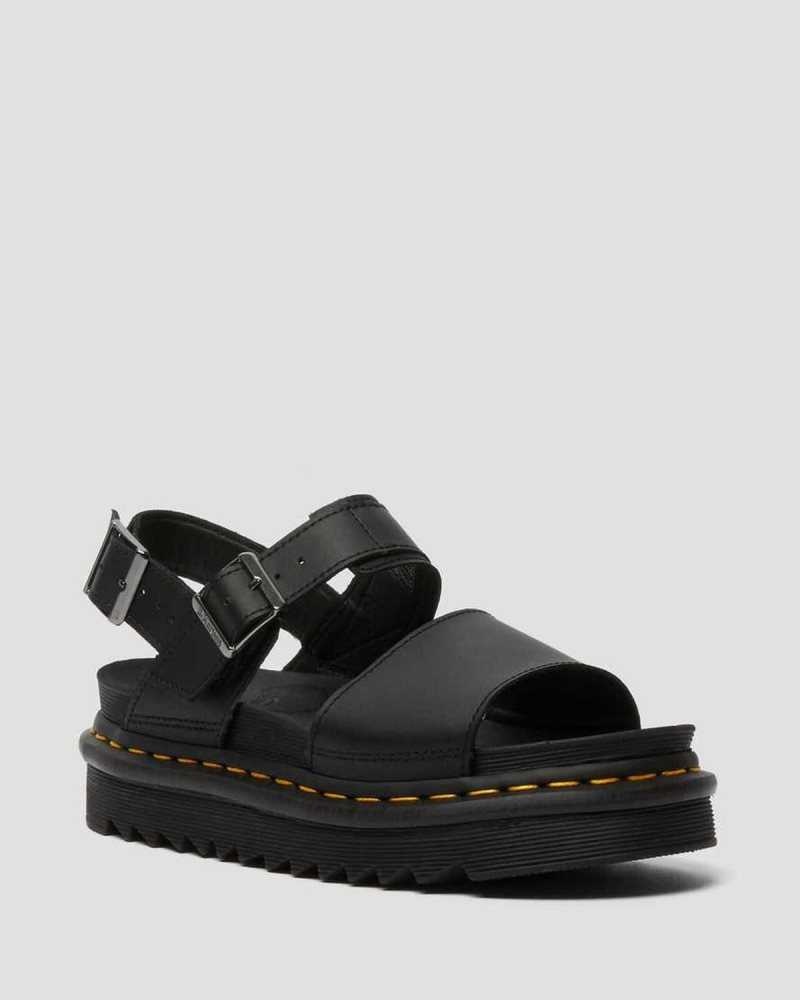 Dr Martens Voss Leather Strap Sandals Black / Black | 87THWUGNL