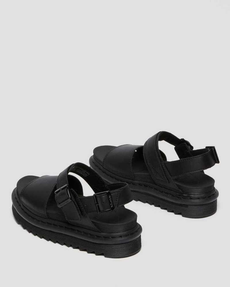 Dr Martens Voss Leather Strap Sandals Black | 65SDWOHJE