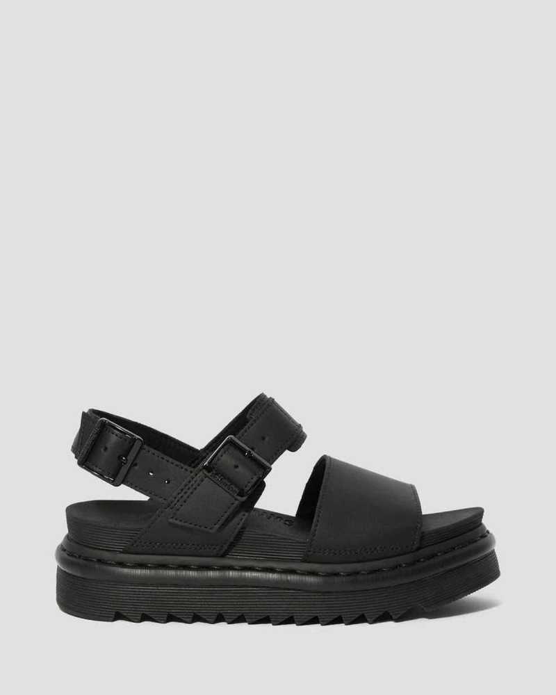 Dr Martens Voss Leather Strap Sandals Black | 65SDWOHJE