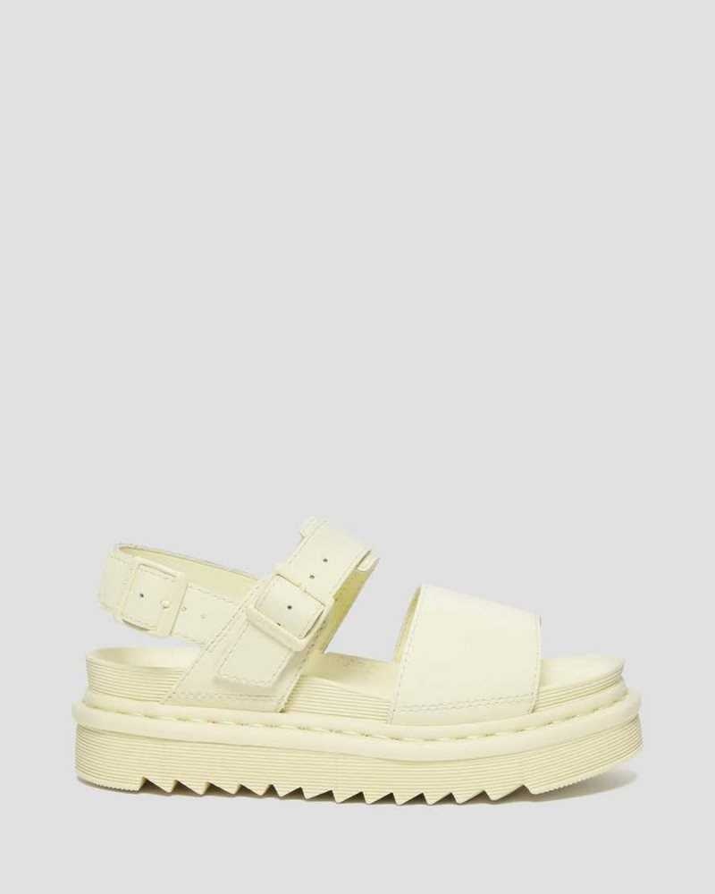 Dr Martens Voss Leather Strap Sandals Cream | 81SOHXLMT