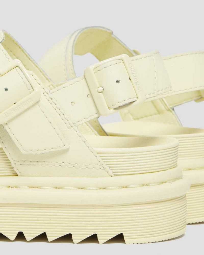 Dr Martens Voss Leather Strap Sandals Cream | 81SOHXLMT