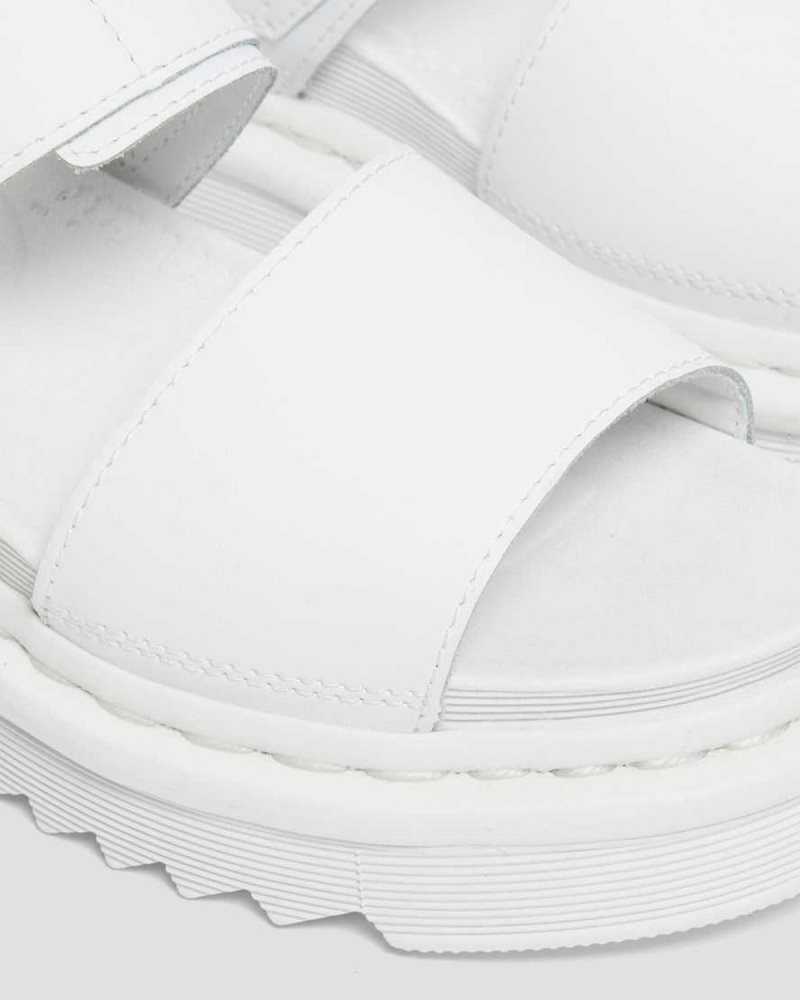 Dr Martens Voss Mono Hydro Leather Strap Sandals White | 79BAKXIDT