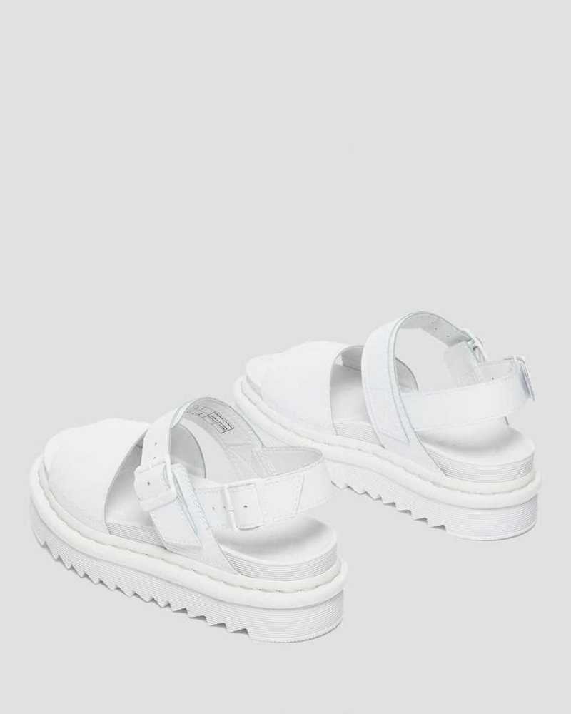 Dr Martens Voss Mono Hydro Leather Strap Sandals White | 79BAKXIDT