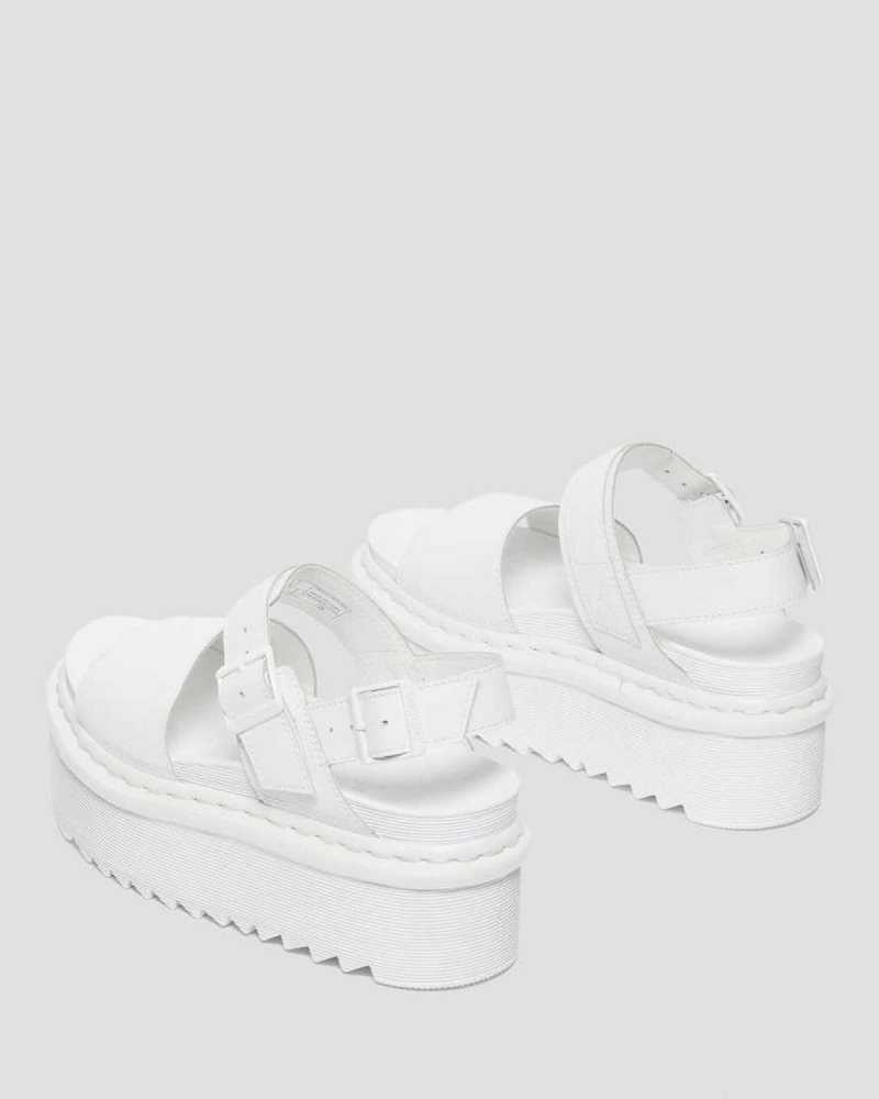 Dr Martens Voss Mono Leather Platform Strap Sandals White | 28ATCJNSR