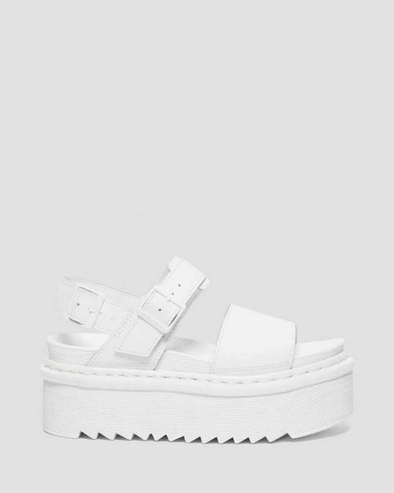 Dr Martens Voss Mono Leather Platform Strap Sandals White | 28ATCJNSR