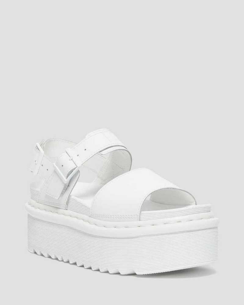 Dr Martens Voss Mono Leather Platform Strap Sandals White | 28ATCJNSR