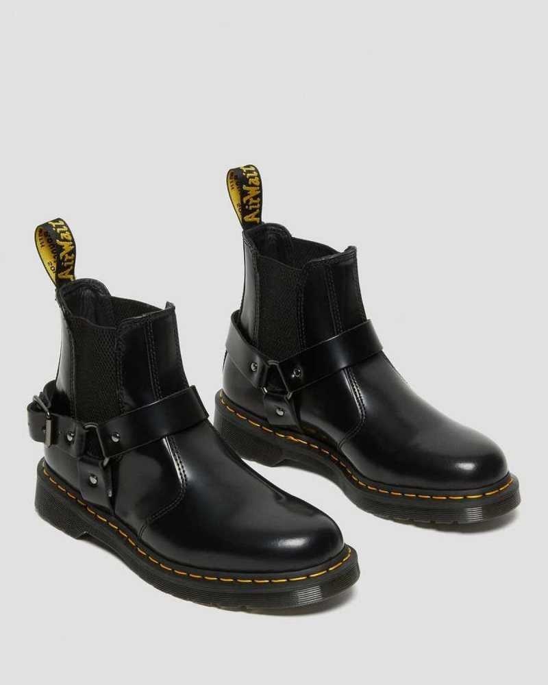 Dr Martens Wincox Smooth Leather Buckle Boots Black | 98JVSKTZQ