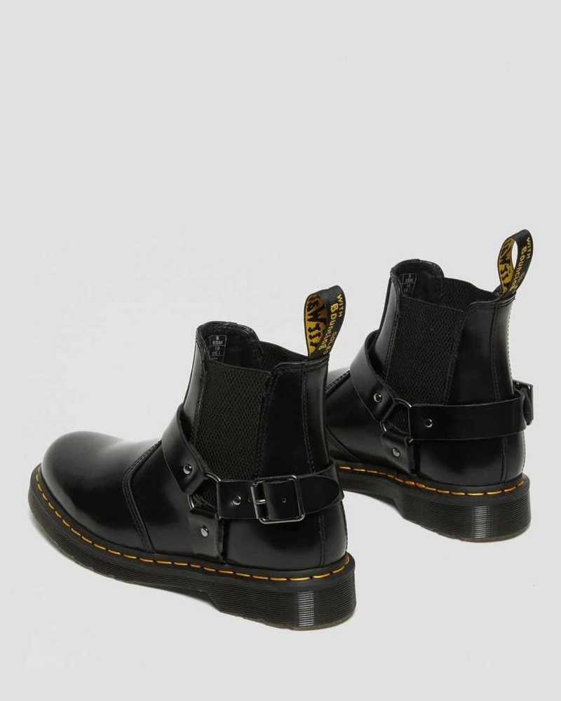 Dr Martens Wincox Smooth Leather Buckle Boots Black | 98JVSKTZQ