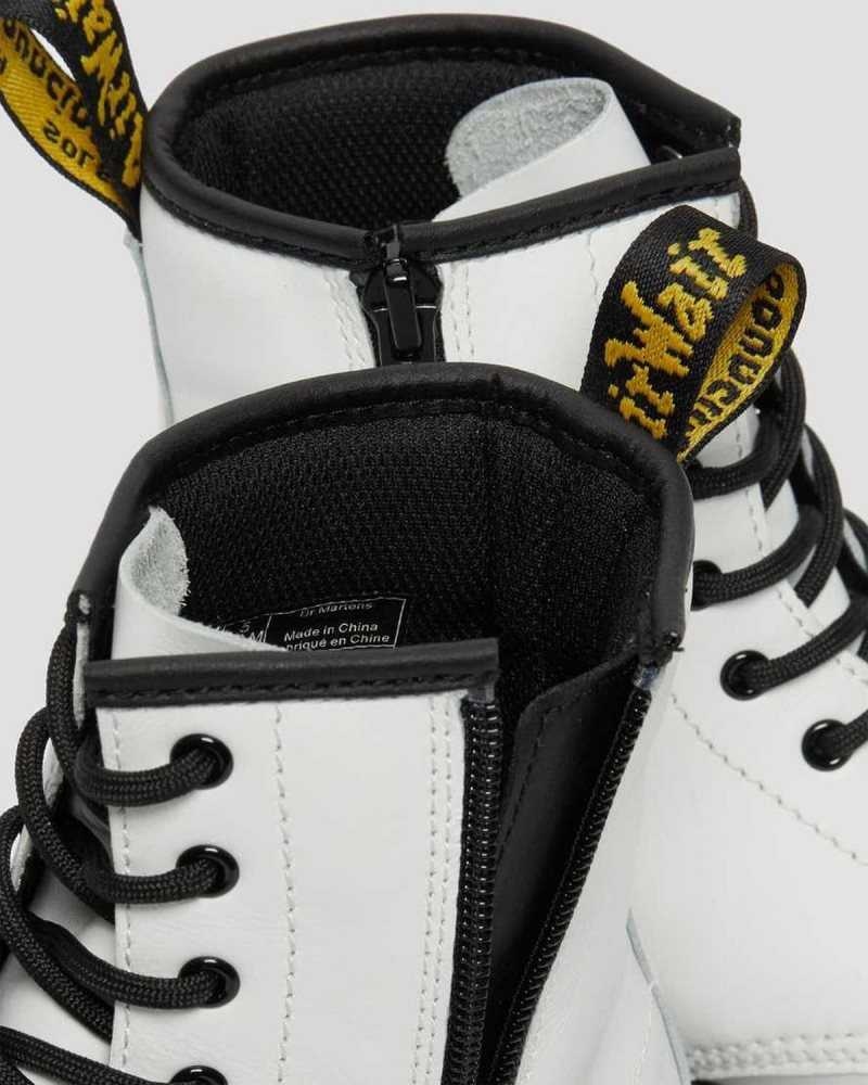 Dr Martens Youth 1460 Leather Lace Up Boots White | 69ZLTYFQG