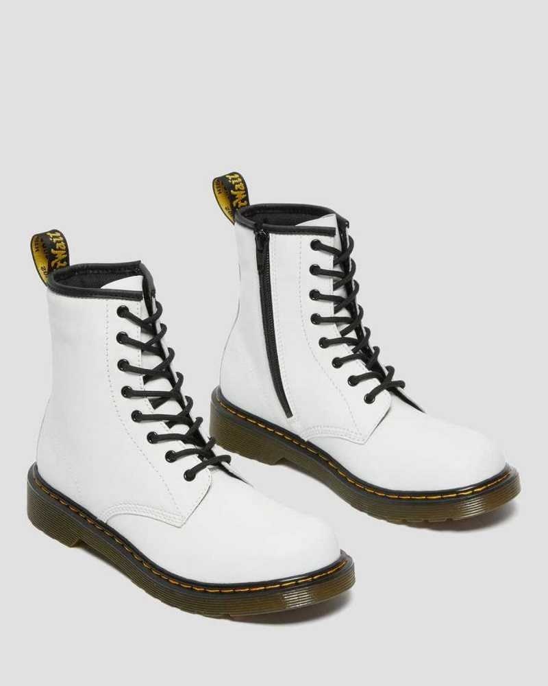 Dr Martens Youth 1460 Leather Lace Up Boots White | 69ZLTYFQG