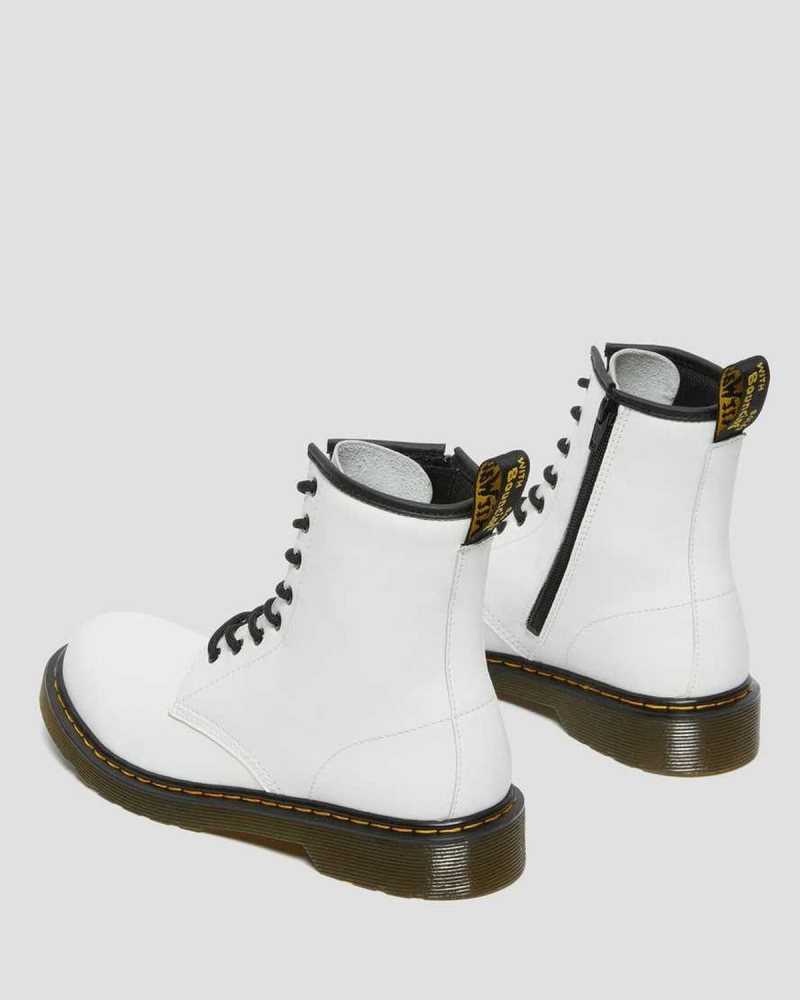 Dr Martens Youth 1460 Leather Lace Up Boots White | 69ZLTYFQG