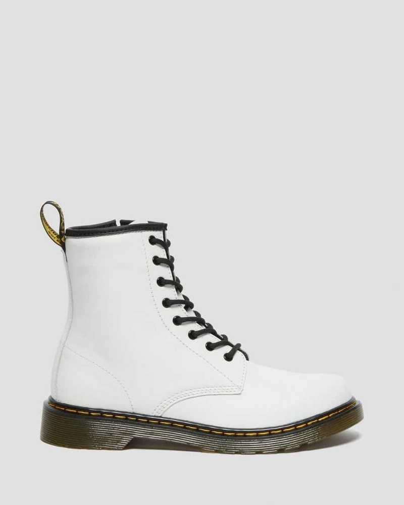 Dr Martens Youth 1460 Leather Lace Up Boots White | 69ZLTYFQG