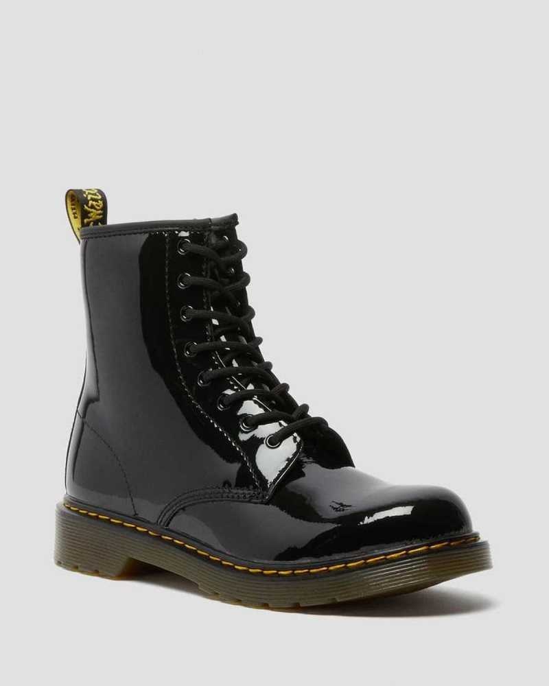 Dr Martens Youth 1460 Patent Leather Lace Up Boots Black | 87ZAOPDJE