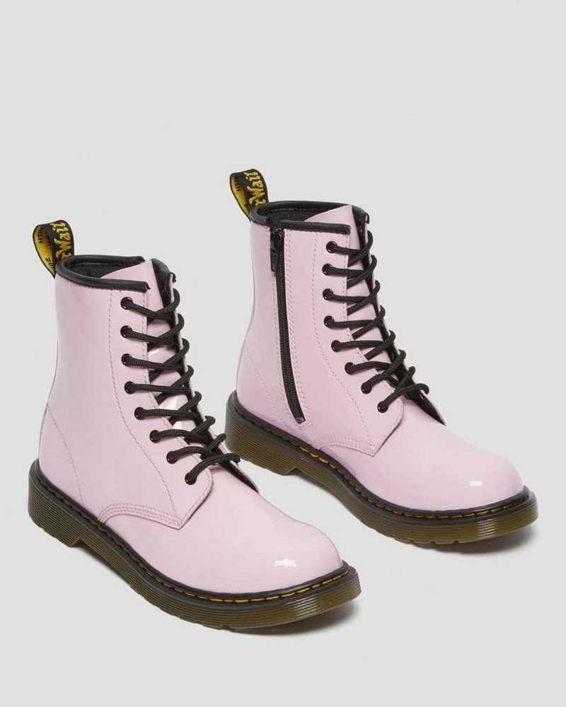 Dr Martens Youth 1460 Patent Leather Lace Up Boots Pink | 76PYGVORF