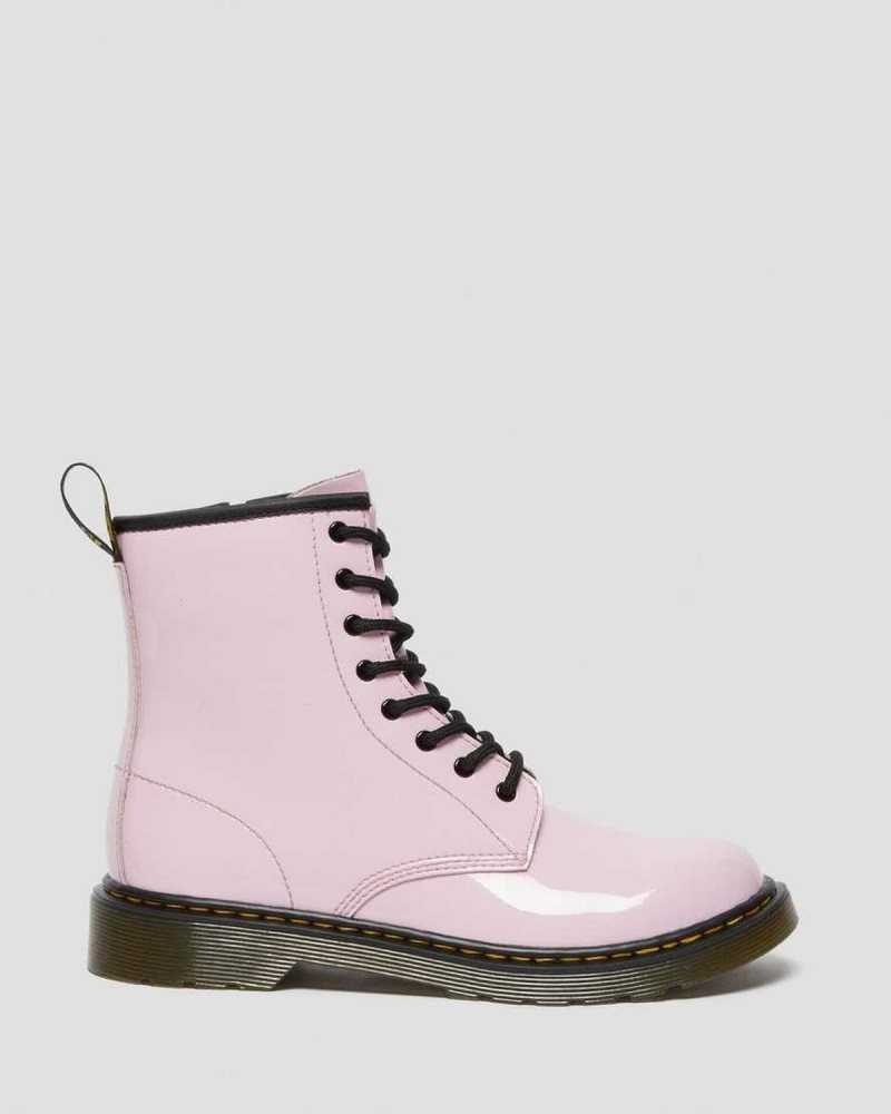 Dr Martens Youth 1460 Patent Leather Lace Up Boots Pink | 76PYGVORF