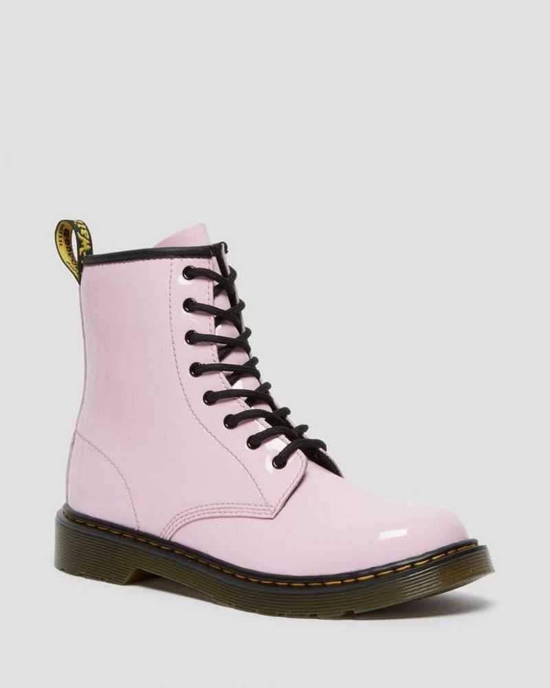 Dr Martens Youth 1460 Patent Leather Lace Up Boots Pink | 76PYGVORF