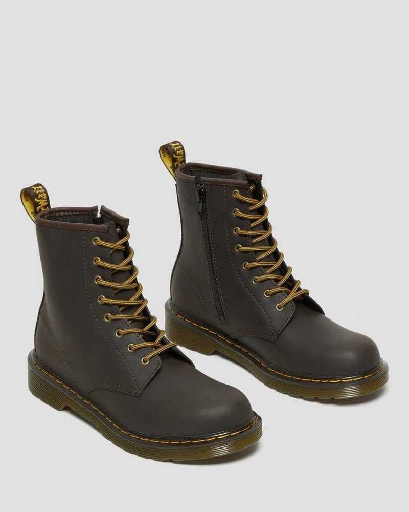 Dr Martens Youth 1460 Wildhorse Leather Lace Up Boots Dark Brown | 42RNIZBPJ