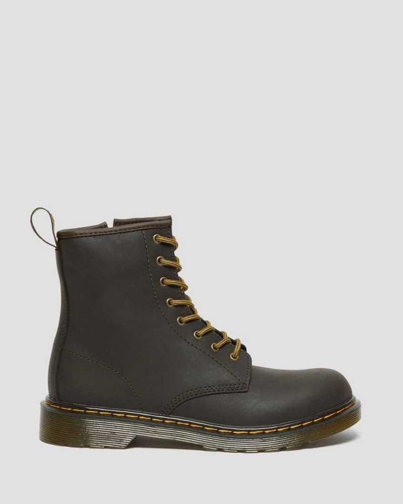 Dr Martens Youth 1460 Wildhorse Leather Lace Up Boots Dark Brown | 42RNIZBPJ