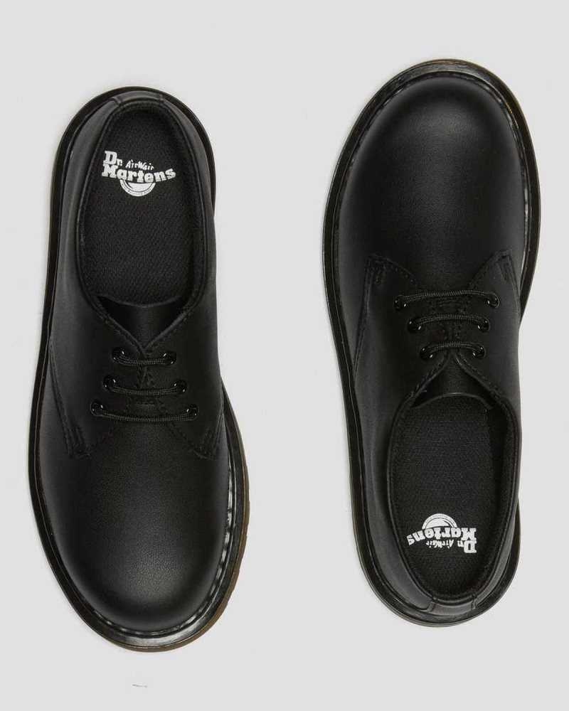 Dr Martens Youth 1461 Softy T Leather Shoes Black | 25TXMWDZQ