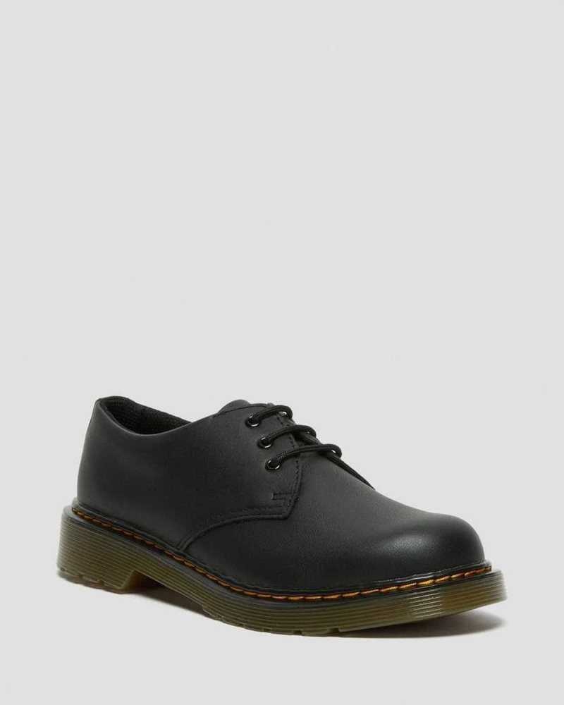 Dr Martens Youth 1461 Softy T Leather Shoes Black | 25TXMWDZQ